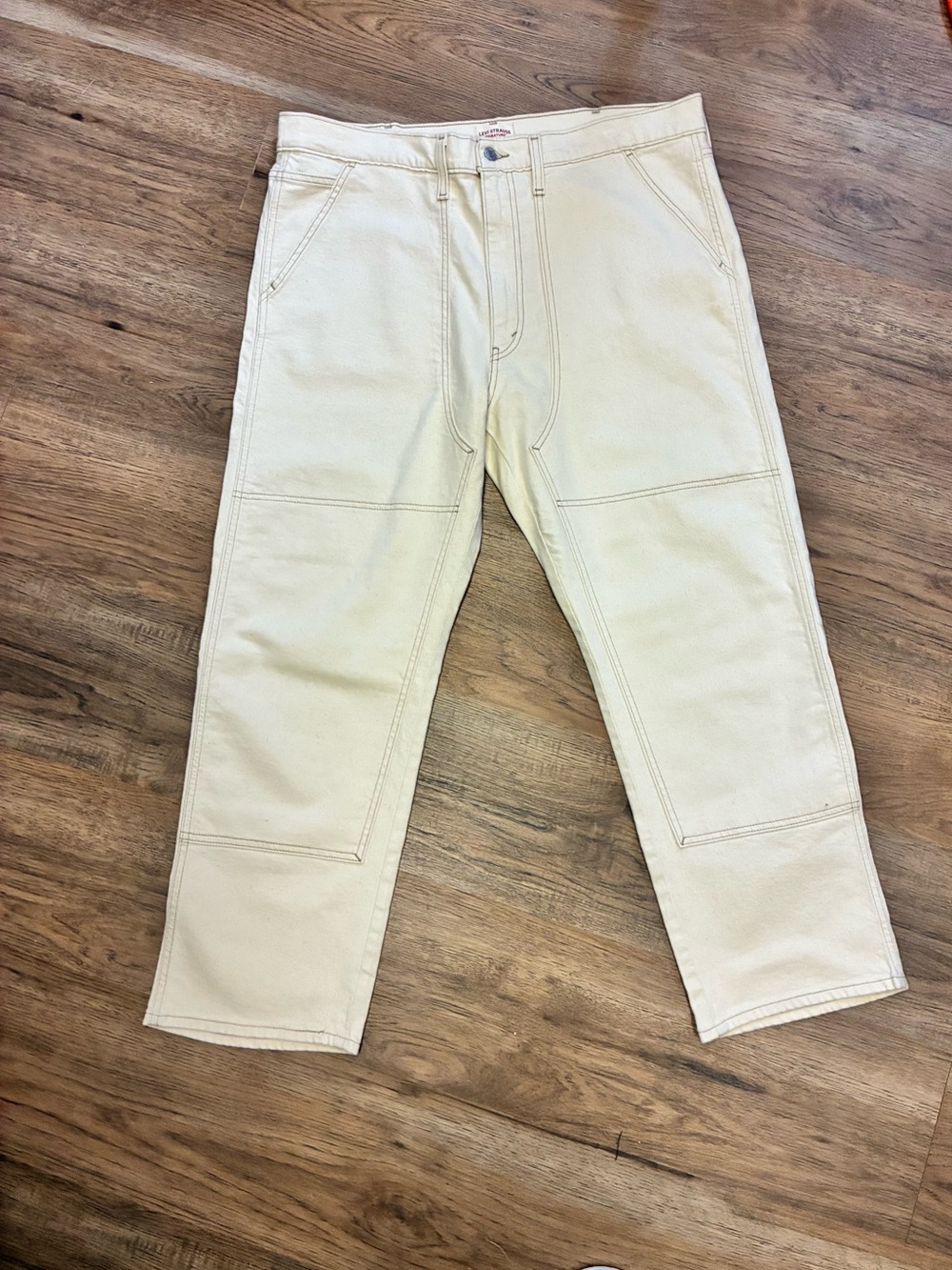Levi Strauss Signature Men’s Beige Straight Light Wash Denim 5-Pocket Jeans